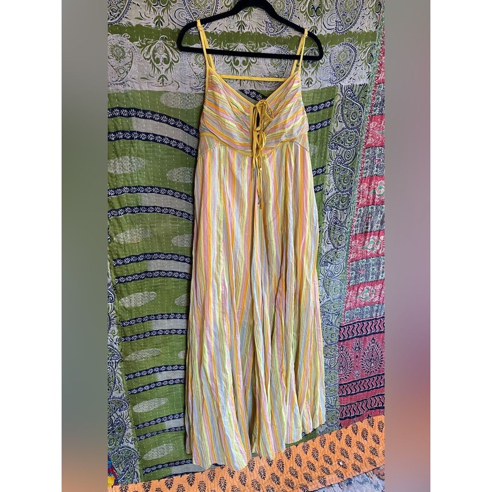 Free People Citrus Combo Poplin Dream Weaver Boho Maxi Dress Size Extra Large - Picture 4 of 16